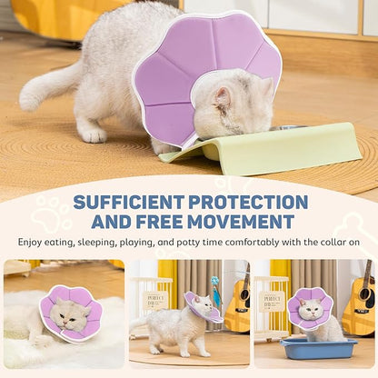 Avont Soft Cat Recovery Cone Collar, Adjustable Lightweight Kitten E-Collar for Small Dogs, Comfortable Neck Donut Stop Licking Scratching After Surgery -Purple(S)