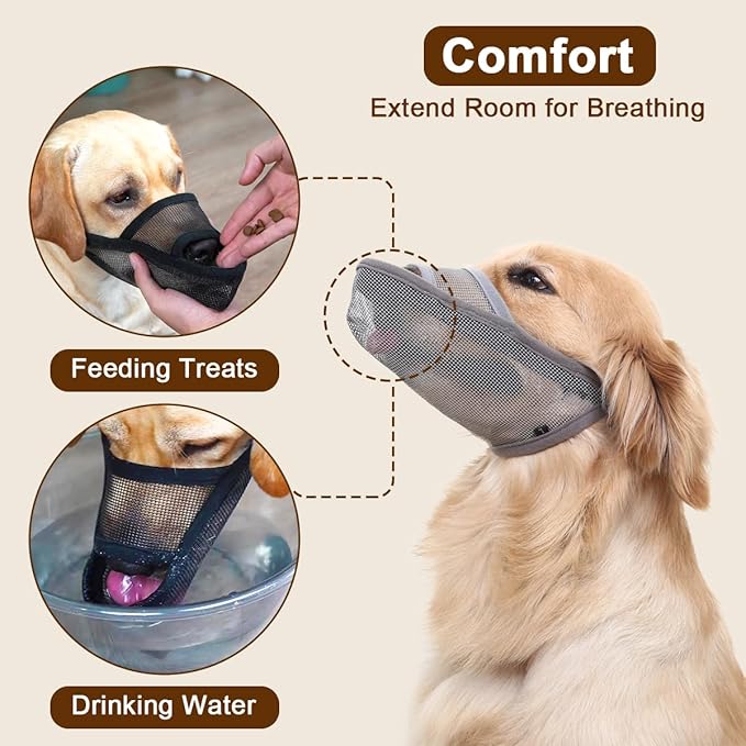 Crazy Felix Nylon Dog Muzzle for Small Medium Large Dogs Poodle Labrador Golden Retriever Doberman, Air Mesh Breathable and Drinkable Pet Muzzle for Anti-Biting Chewing Scavenging(Black,XL)