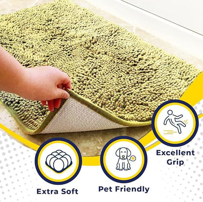 Muddy Mat® Shown on TV – Super Absorbent Door Mat Indoor, Microfiber Quick Dry Chenille Entryway Rug, Non-Slip Front Door Mat, Indoor Mats for Entryway, Machine Washable Pet Rug, Yellow 36"x60"