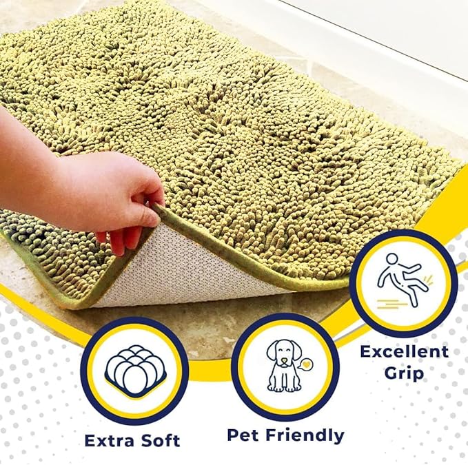 Muddy Mat® Shown on TV – Super Absorbent Door Mat Indoor, Microfiber Quick Dry Chenille Entryway Rug, Non-Slip Front Door Mat, Indoor Mats for Entryway, Machine Washable Pet Rug, Yellow 24"x36"