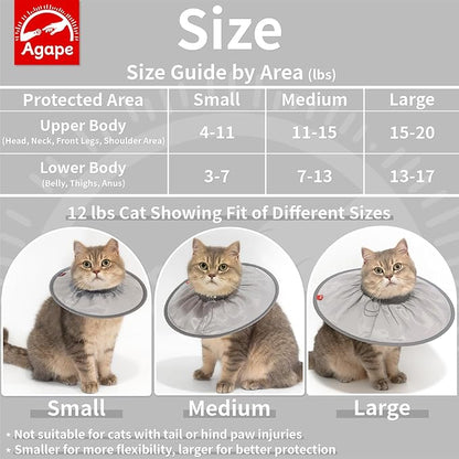 Agape Soft Cat Cone, Lightweight Recovery Collar for Cats to Stop Licking and Scratching After Surgery, Comfy Kitten Cone for Wound Care, Cute E Collar Alternative for Small, Medium, and Large Cats