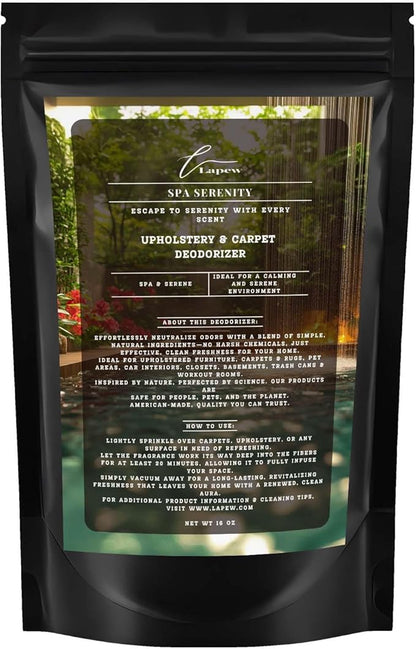 Spa Serenity Carpet Freshener Powder 16 oz | Powerful Odor Eliminator for Home | Upholstery Deodorizer | Carpet Deodorizer | Pet Urine | Cat Litter Box