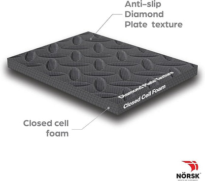 Norsk Foam Floor Gym Mats with Interlocking Tiles, .47" Thick, 24"x24", 48-Pack, 192 Square Feet, Diamond Plate Design, Grey
