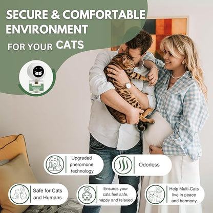 Cat Calming Pheromones Diffuser Kit with Timer – 2 Plug-Ins + 4 Refills (48ml) – 4-Level Timing – Stress Relief for Cats – Helps with Hiding, Scratching, Urine Marking, Travel, Vet Visits