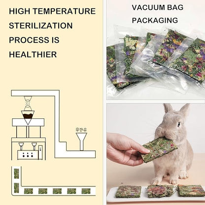 Rabbit Toys 10 Pack Bunny Toys Bunny Chew Toy Guinea Pig Treats Timothy Hay Toy Chips with Herbal Flowers Timothy Hay Grass Hamster Snacks Chinchillas Gerbils for Small Animals Teeth