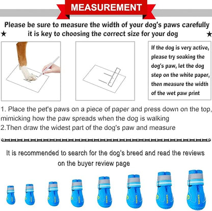 QUMY Dog Shoes for Large Dogs, Medium Dog Boots & Paw Protectors for Winter Snowy Day, Summer Hot Pavement, Waterproof in Rainy Weather, Outdoor Walking, Indoor Hardfloors Anti Slip Sole Blue 8