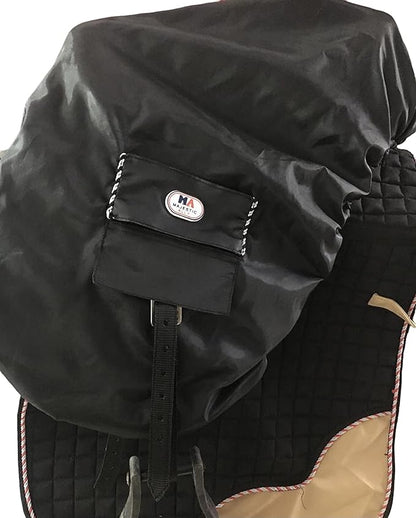 Majestic Ally Nylon Waterproof Fleece Lined Ride On English Saddle Cover-Multiple Color (Black)