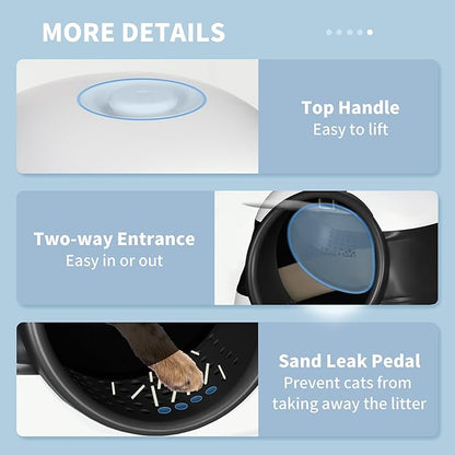 PawHut Cat Litter Box - Covered, High Sides, Air Freshener, Two-Way Entrance, Foldable, Easy Clean, White & Black