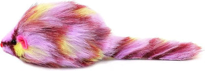 CHIWAVA 6PCS 3.1" Long Haired Furry Mice with Rattle Gradient Color Small Cat Toy Mouse Kitten Interactive Toy