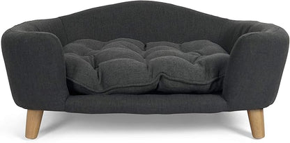 Christopher Knight Home Elroy Orthopedic Dog Bed, Elevated Dog Sofa Bed for Small Dog, Supportive Foam Pet Couch Bed with Wooden Legs, Modern Pet Sofa Bed, Dark Gray
