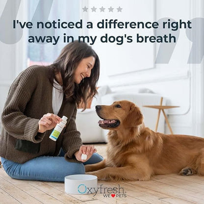 Oxyfresh Premium Pet Dental Kit for Dogs & Cats – Easy Solution for Fresh Breath, Clean Teeth, Control Plaque & Tartar – Vet Formulated Pet Toothpaste 1oz + Water Additive 3oz + 3 LG Brushes Kit