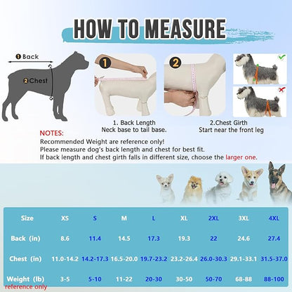 Lukovee Recovery Suit for Dogs, Zipper On Recovery Suit for Female Male Dog, Onesie Abdominal Wounds Cone E-Collar Alternative Prevent Licking Spay Recovery Suit (S,CF)