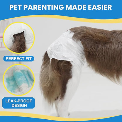 IMMCUTE Female Dog Diapers 30 Count,Super Absorbent Disposable Dog Diapers Female with Flash Dry & Leakproof, Doggie Diapers for Heat Cycle,Excitable Urination (X-Small)