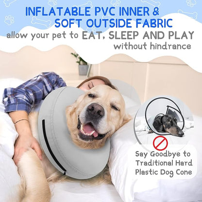 Supet Inflatable Dog Cone Collar Alternative After Surgery, Dog Neck Donut Collar Recovery E Collar to Stop Licking, Soft Pet Cone for Small Medium Large Dogs