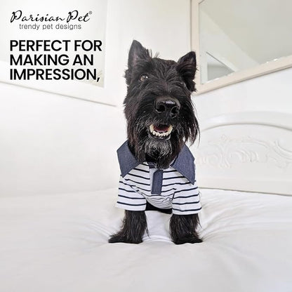 Parisian Pet Preppy Boy Polo Dog Shirt – Puppy Outfits – 100% Cotton Doggie Clothes – Cute Machine Washable Puppy Apparel - Dog Shirts for Small Dogs S