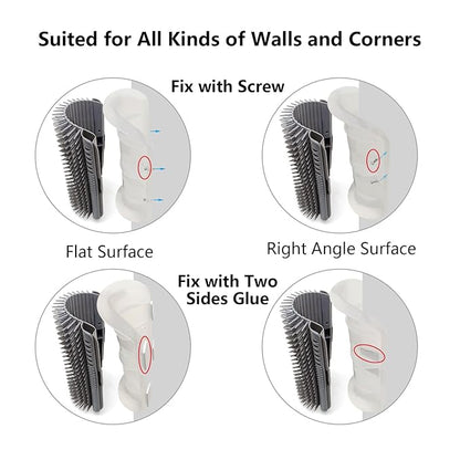 Cat Self Groomer, Extended (6.1"), 2 Pack, Pink, Wall Corner Self Grooming Brush for Indoor Cats, Kitten, Long Short Fur, Massage Comb