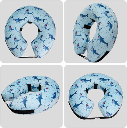 CuteBone Inflatable Dog Cone with Removable Soft Fleece Covers for Small/Medium/Large Dogs and Cats Neck Donut Collar After Surgery GWB05L