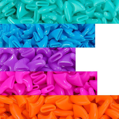 zetpo 100 pcs Cat Nail Caps | Cat Claw Covers | with Adhesives and Applicators (XS, Turquoise, Sky Blue, Purple, Rose, Orange Peel)