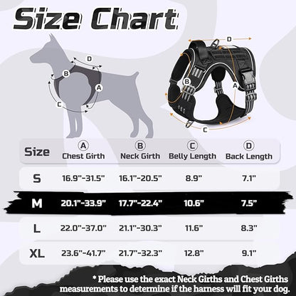 rabbitgoo Dog Harness No Pull, Military Dog Harness Medium Sized Dog with Handle & Molle, Easy Control Service Dog Vest Harness Training Walking, Adjustable Reflective Tactical Pet Harness, Black, M
