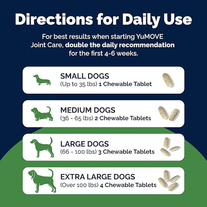 Yumove Hip & Joint Supplement for Dogs with Glucosamine, Hyaluronic Acid, Green Lipped Mussel & Omega 3 Joint Supplement - Regular and Advanced Strength (300ct, Chewable Tablets)