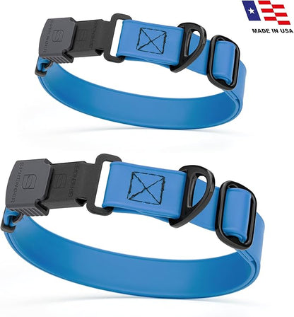 Dogline Biothane Waterproof Dog Collar with Herm Sprenger Black Stainless Steel Quick Release Buckle – Heavy Duty Tactical Durable Collar for Dogs – Comfortable and Safe Pet Collar W 1" L 15-25" Blue