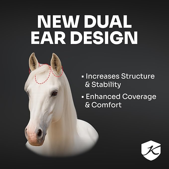 Kensington UV Horse Fly Mask with Web Trim - Protective Mask with Dual Ear Opening & Forelock Freedom - Large, Lavender Mint