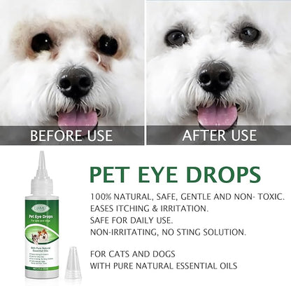 Dog Eye Drops, Eye Cleaner for Dogs & Cats Supports Eyes Infection Relief, Redness & Allergy Eyes Relief, Remove Tear Stain & Eye Debris - Pet Eye Gentle Care Supplement Cats Drops for Eyes - 2 fl oz…