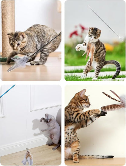 Handmade Cat Wand Feather Refills 6-Pack – Replacement Feathers for Interactive Cat Toys
