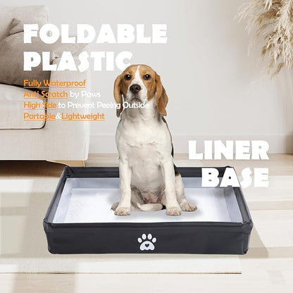 MEEXPAWS Dog Pee Pad Holder Foldable, Puppy Pad Holder Liner Base High Side, Dog Litter Box Indoor 33’’x22’’, Training Leak-Proof, Potty Easy Clean