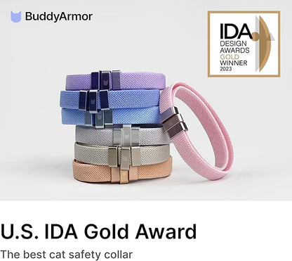 Safety Cat Collar - U.S. IDA Gold Awarding Design, Stretch Elastic Quick Release, Non Breakaway - Light Weight for Kitten, Neck Fit 5.9'-11.8' for All Small Large Cat,S(Space Grey)