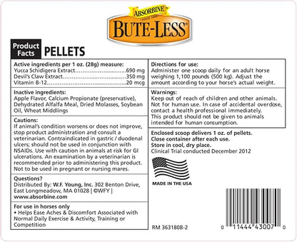 Absorbine Bute-Less Comfort & Recovery Support Supplement, Provides Long-Term Comfort, Gentle on Stomach, Includes Devil’s Claw, Vitamin B-12, Yucca, 10 lb / 160 Day Supply