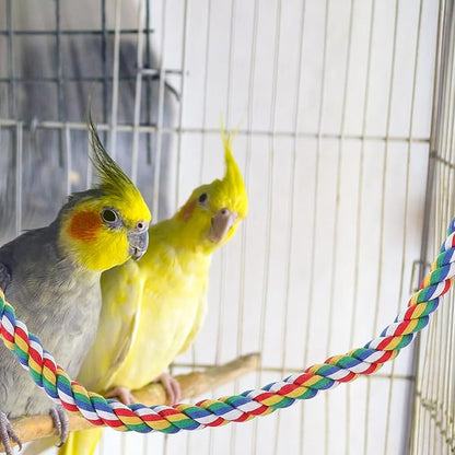 iplusmile Bird Rope Perches Toys for Parrots, Birdcage Spiral Swing Bungee Colorful Rope Toy for Parrots, Cockatiels, Parakeets, Budgie Cages Accessories (40inch)