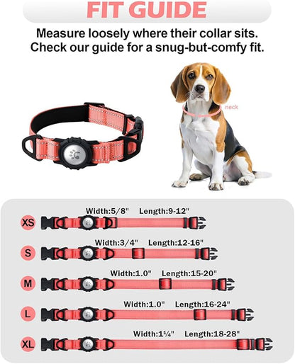 TagME Airtag Dog Collar,Waterproof Reflective Pet Collar with Airtag Holder,Soft Padded and Double D-Rings for Small Dogs,Baby Pink
