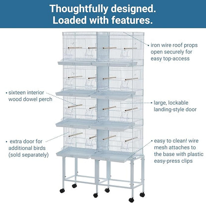 Lot-4 Breeding Bird Cage, Parrot Cage, Stackable Center Divided Breeder,Seperate Removable Tray, Removable Divider, Lockable Caster, for Birds and Finch