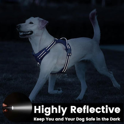 No Pull Dog Harness, Reflective Puppy Vest for Small Medium Large Sized Dog(Prussian Blue,XL)
