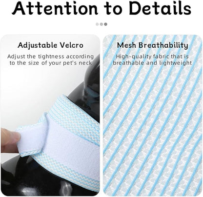 Cat Neck Brace Cover - Breathable & Adjustable Elizabethan Collar for Post-Surgery Recovery Anti-Scratch Anti-Lick Protection, Cervical Cone for Small Medium Large Dogs Puppies Kittens (X-Large,Blue)