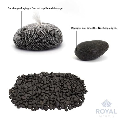 Royal Imports 2LBS River Rocks Decorative Ornamental Pebbles, Garden Landscaping Stones, Gravel Filler for Plants, Vases, Succulents, Home Decor, Aquariums, Crafting, Animal Habitat - Small Black