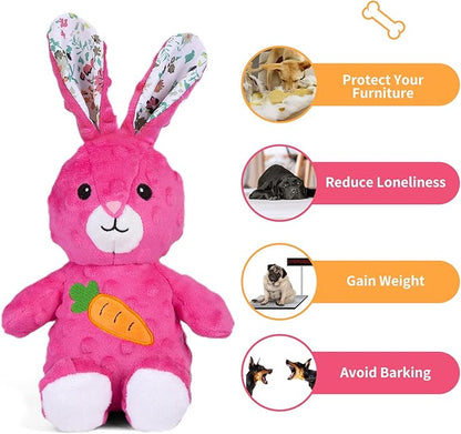 DODODOLA Bunny Squeaky Dog Toy – Crinkle Plush Rabbit Chew Toy for Medium & Large Dogs