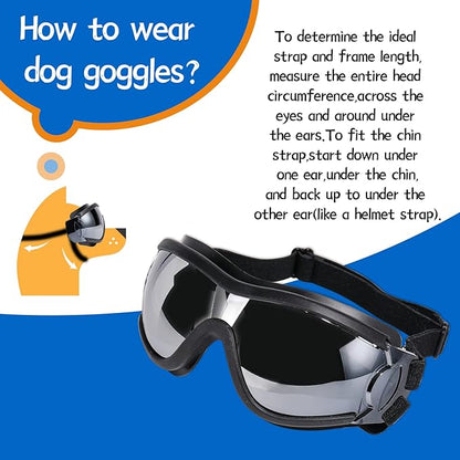 NVTED Dog Sunglasses/Goggles, UV/Wind/Dust/Fog Protection Pet Glasses Eye Wear with Adjustable Strap for Medium or Large Dog (Pack of 1)