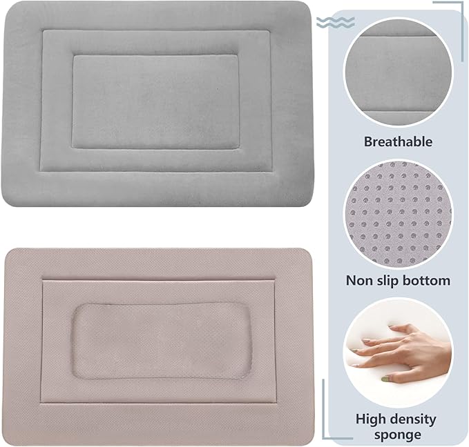 JoicyCo Soft Dog Crate Bed Pad Mat, 48 in Non-Slip Bottom Washable for Extra Large Dogs, Pet Mattress Kennel Pad, Clay Gray