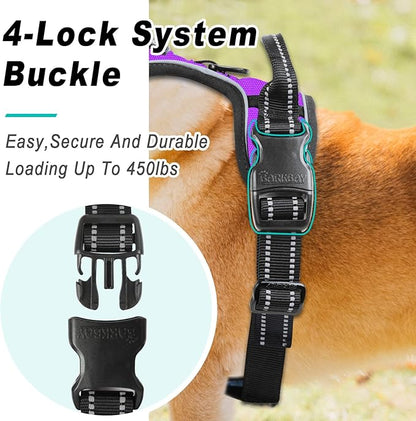 BARKBAY No Pull Dog Harness Large Step in Reflective Dog Harness with Front Clip and Easy Control Handle for Walking Training Running(Purple,XL)