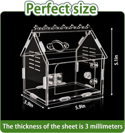 Magnetic Acrylic Terrarium Kit - 5.9"x3.9"x5.1" Jumping Spider Enclosure/Tarantula Cage with Secure Magnetic Latches, Ventilation & Escape-Proof Design - Reptile/Chameleon/Mantis Habitat