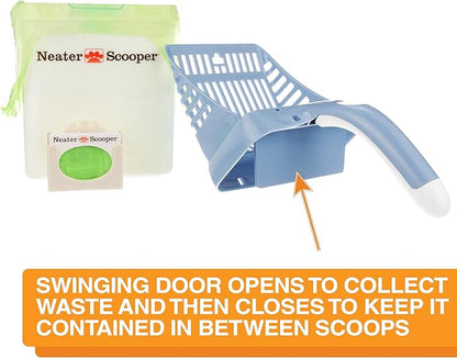 Neater Pet Brands Neater Scooper Standard Cat Litter Scoop, 60 Refill Bags – Mess-Free Cat Litter Scooper with Bag, Spill-Proof Kitty Box Sifter, Bin Doubles as Scoop Holder, For Single-Cat Households