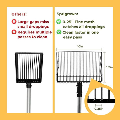 Premium Chicken Poop Scooper for Sand - Durable Chicken Coop Scoop Set - Sifting Shovel for Coop Cleaning - Metal Sand Sifter for Poultry Run - Poultry Litter Tools