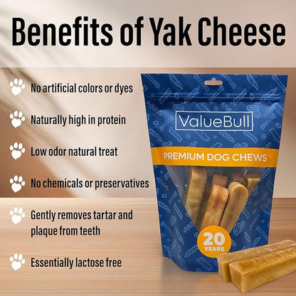 ValueBull Himalayan Yak Cheese Dog Chews, Extra Large, 25 ct Bulk Pack - Long Lasting for Aggressive Chewers, All Natural, Healthy & Safe, Low Odor Nepal Yak Milk Chews
