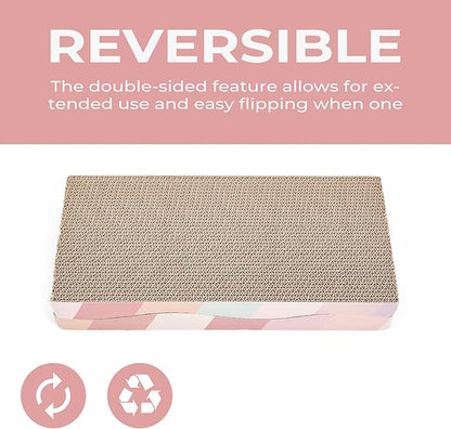 Cat Scratching Pads Cardboard Cat Scratchers for Indoor Cats Reversible Large Wide Corrugated with Catnip and Mini Toy(5pcs)