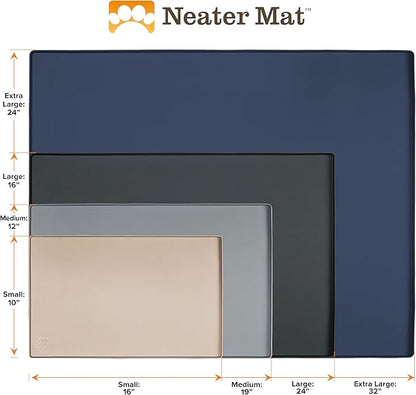 Neater Pet Brands Neater Mat Pet Mats for Food and Water, Cat & Dog Bowl Mat Waterproof Silicone, Feeding Tray, Dog Food Mats for Floors, Placemat w/Raised Edge for Under Bowls, 19” x 12”, Light Blue