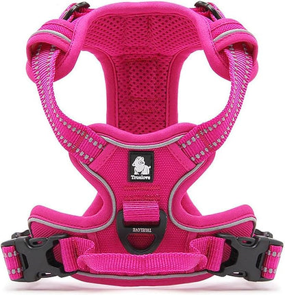 TRUE LOVE Truelove Adjustable No-Pull Dog Harness Reflective Pup Vest Harnesses Comfortable Control Brilliant Colors TLH5651(Fushcia,M)