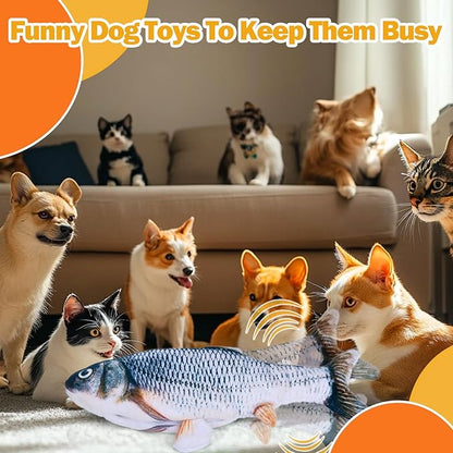 Upgraded Flopping Fish Dog Toy – Rechargeable Touch-Activated Moving Plush for All Dog Sizes