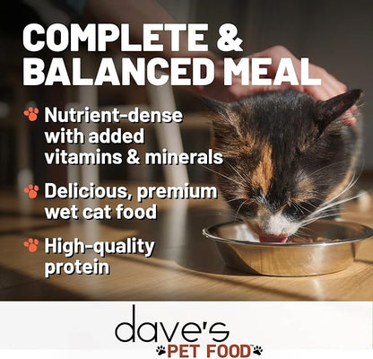 Dave's Pet Food Grain Free Wet Cat Food (Tuna & Salmon Dinner in Aspic), Naturally Healthy Canned, Added Vitamins & Minerals, 5.5 oz Cans (24 Pack